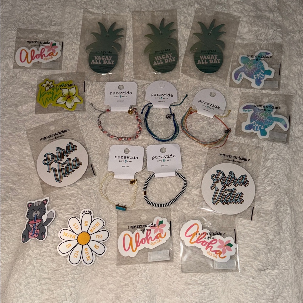 NWT Pura Vida Bracelet Bundle with Stickers & Car Fresheners